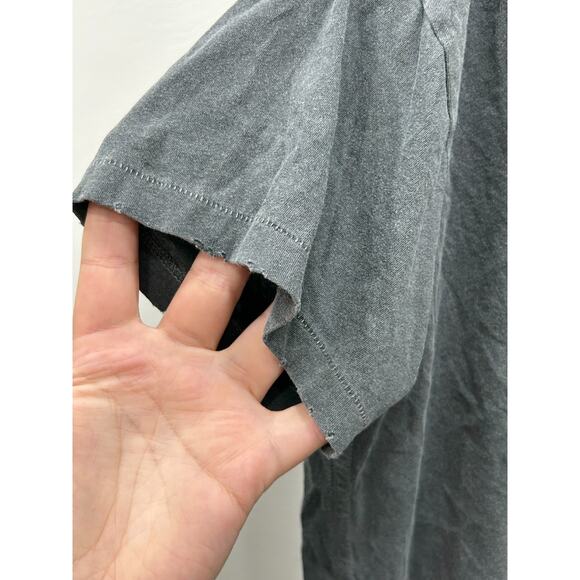 AMO Womens Cropped Top Deep V-Neck Short Sleeve Pullover Cotton Gray Size M - Picture 3 of 9